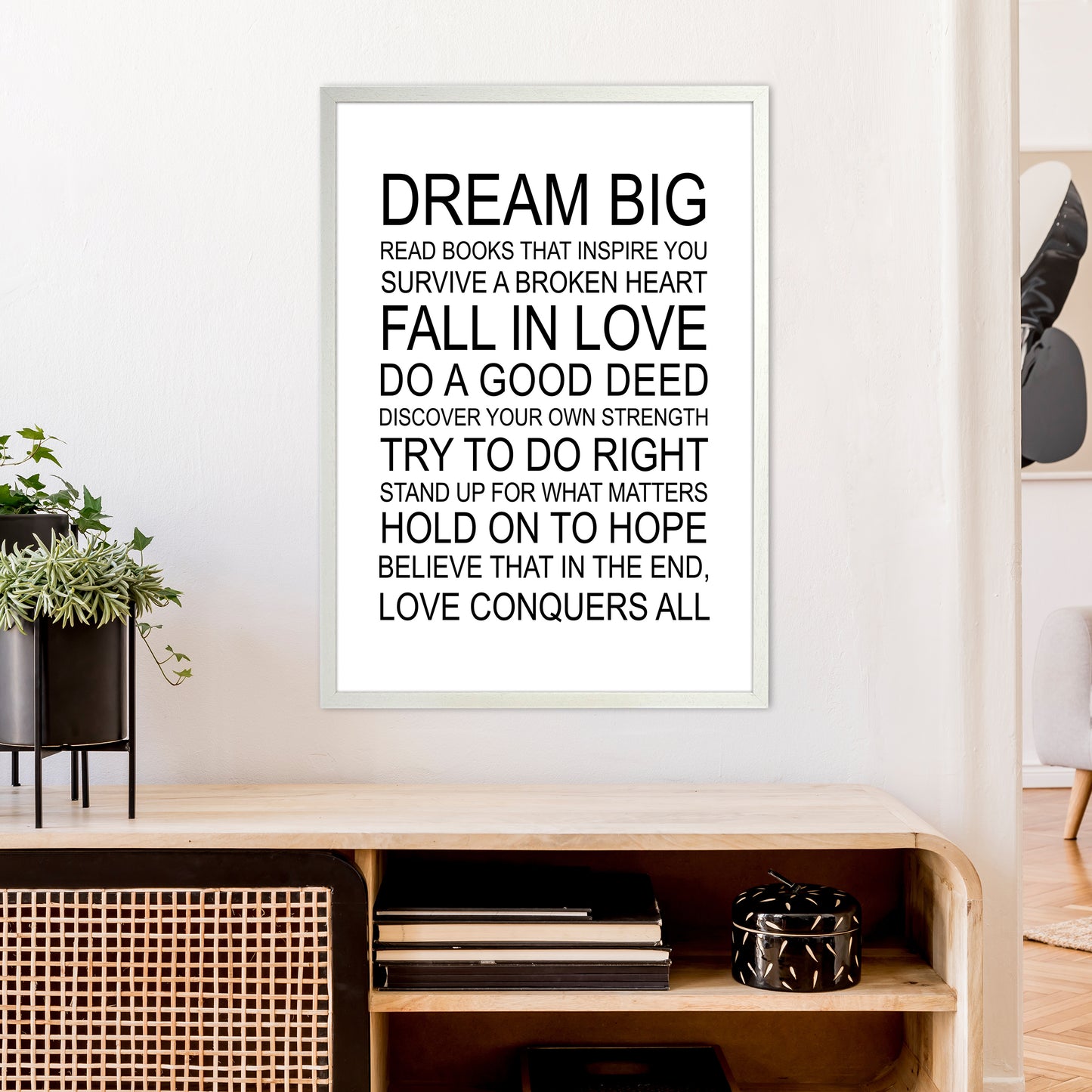 Dream Big Inspirational Art Print by Pixy Paper A1 Oak Frame