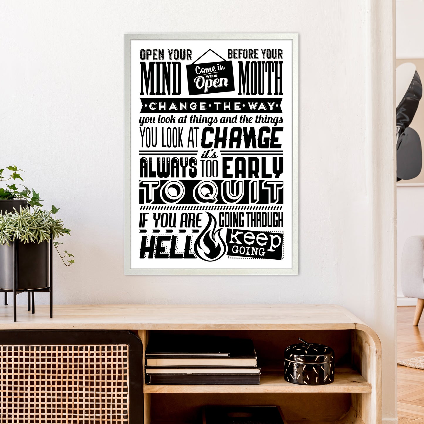 Open Your Mind Vintage Art Print by Pixy Paper A1 Oak Frame