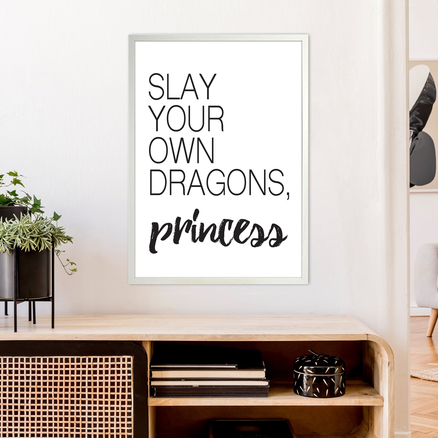 Slay Your Own Dragons Art Print by Pixy Paper A1 Oak Frame