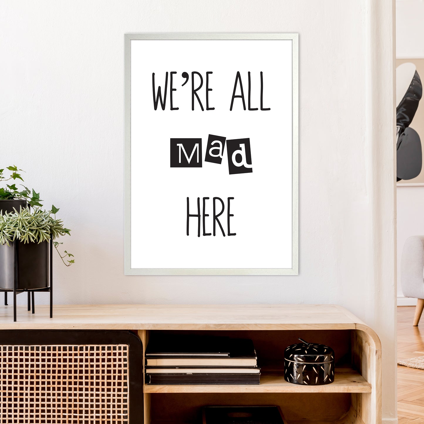 We'Re All Mad Here Art Print by Pixy Paper A1 Oak Frame