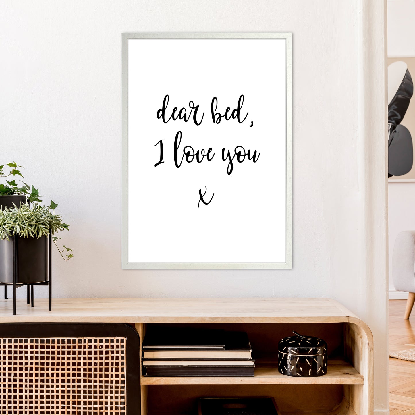 Dear Bed I Love You Art Print by Pixy Paper A1 Oak Frame
