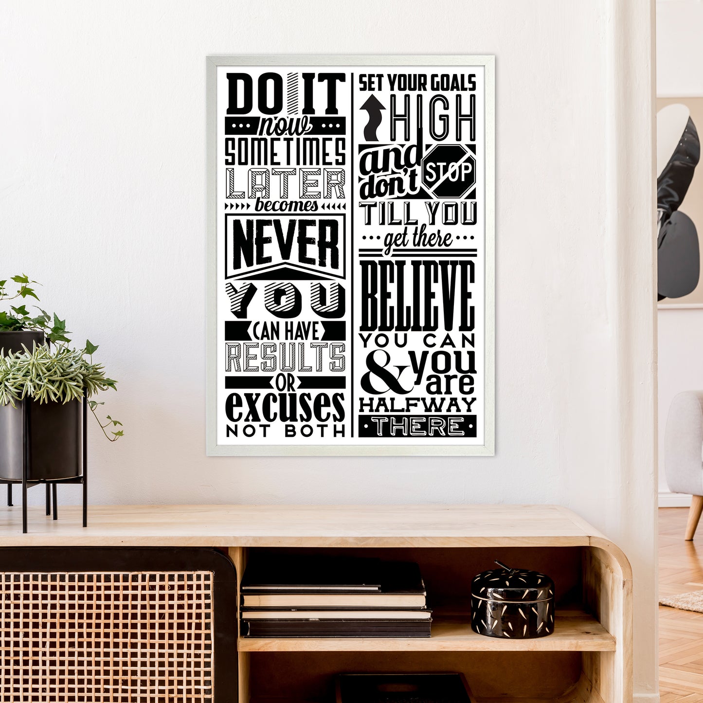 Do It Now Vintage Art Print by Pixy Paper A1 Oak Frame
