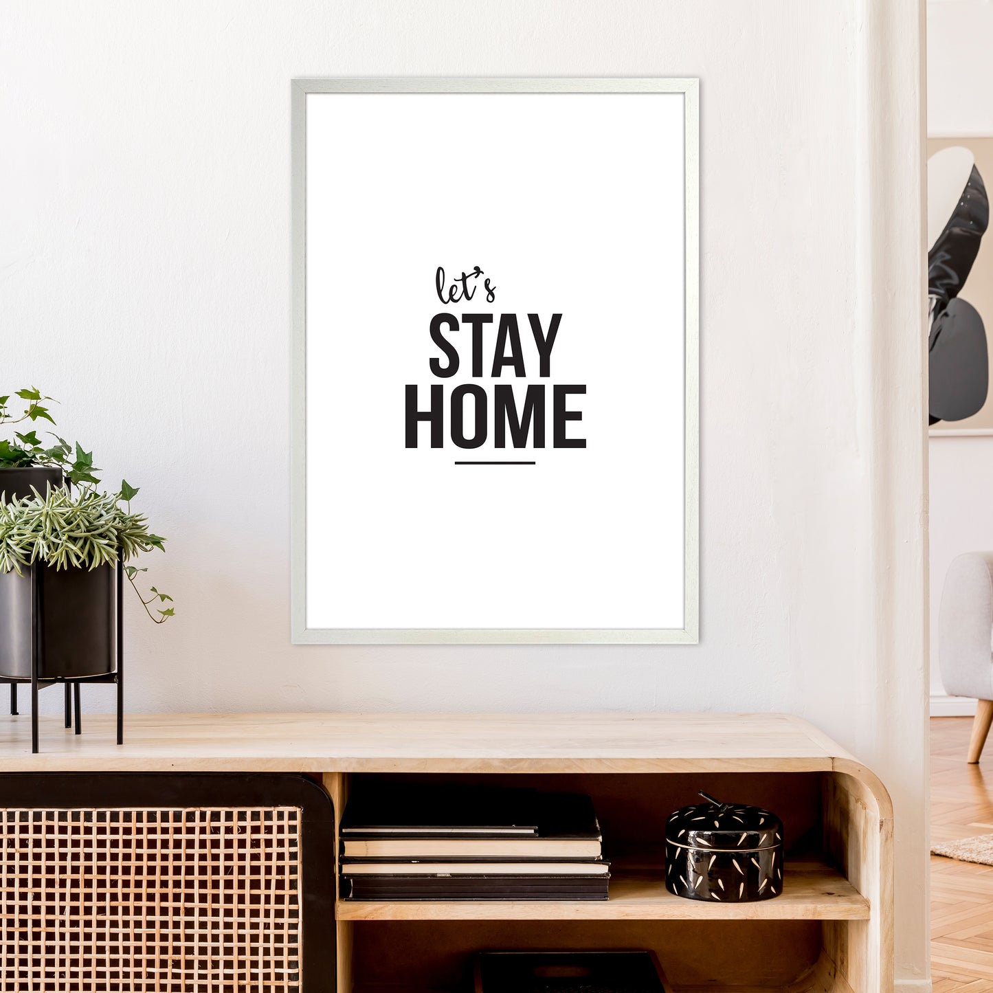 Let'S Stay Home Art Print by Pixy Paper A1 Oak Frame