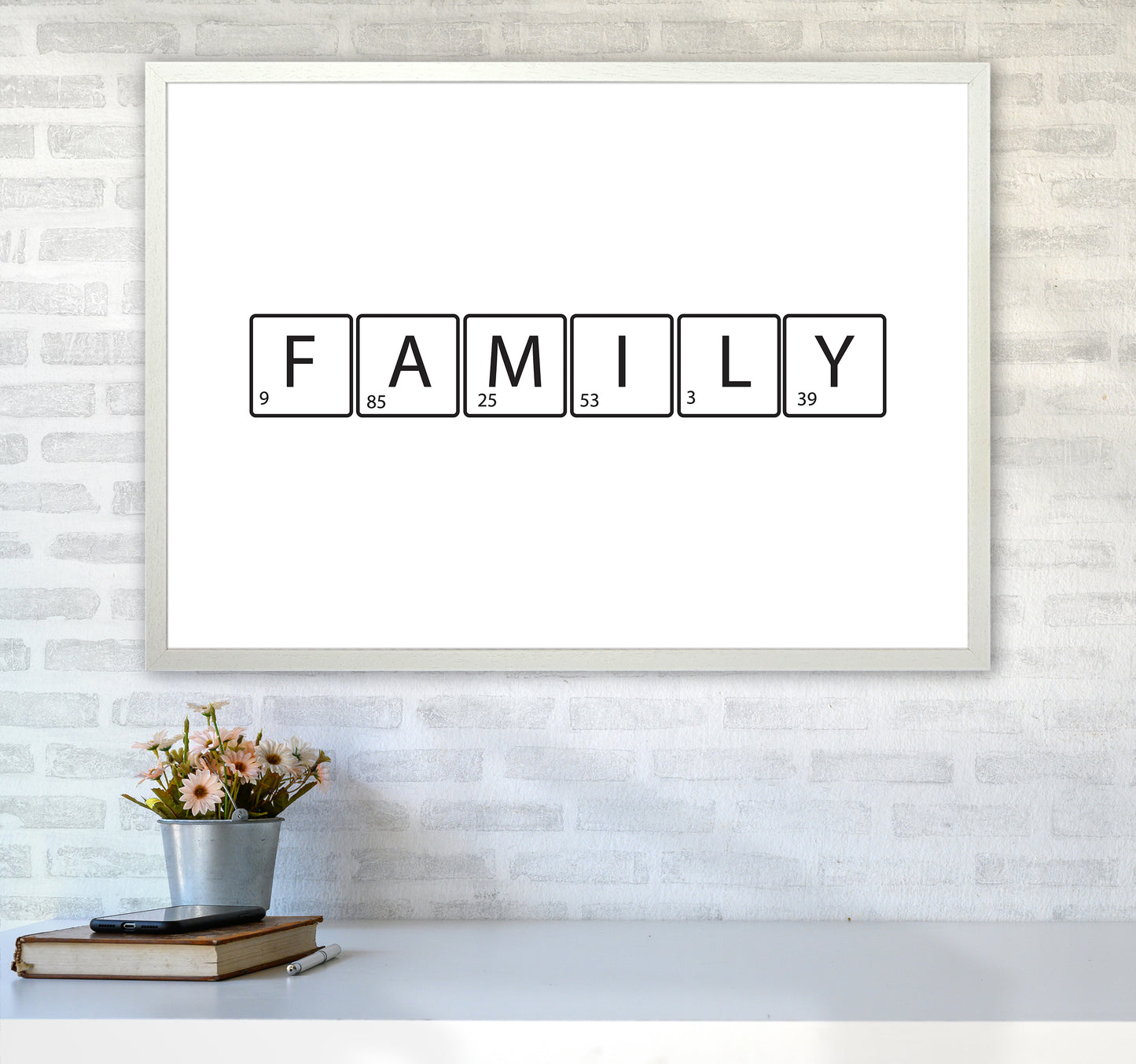 Family Letters Art Print by Pixy Paper A1 Oak Frame