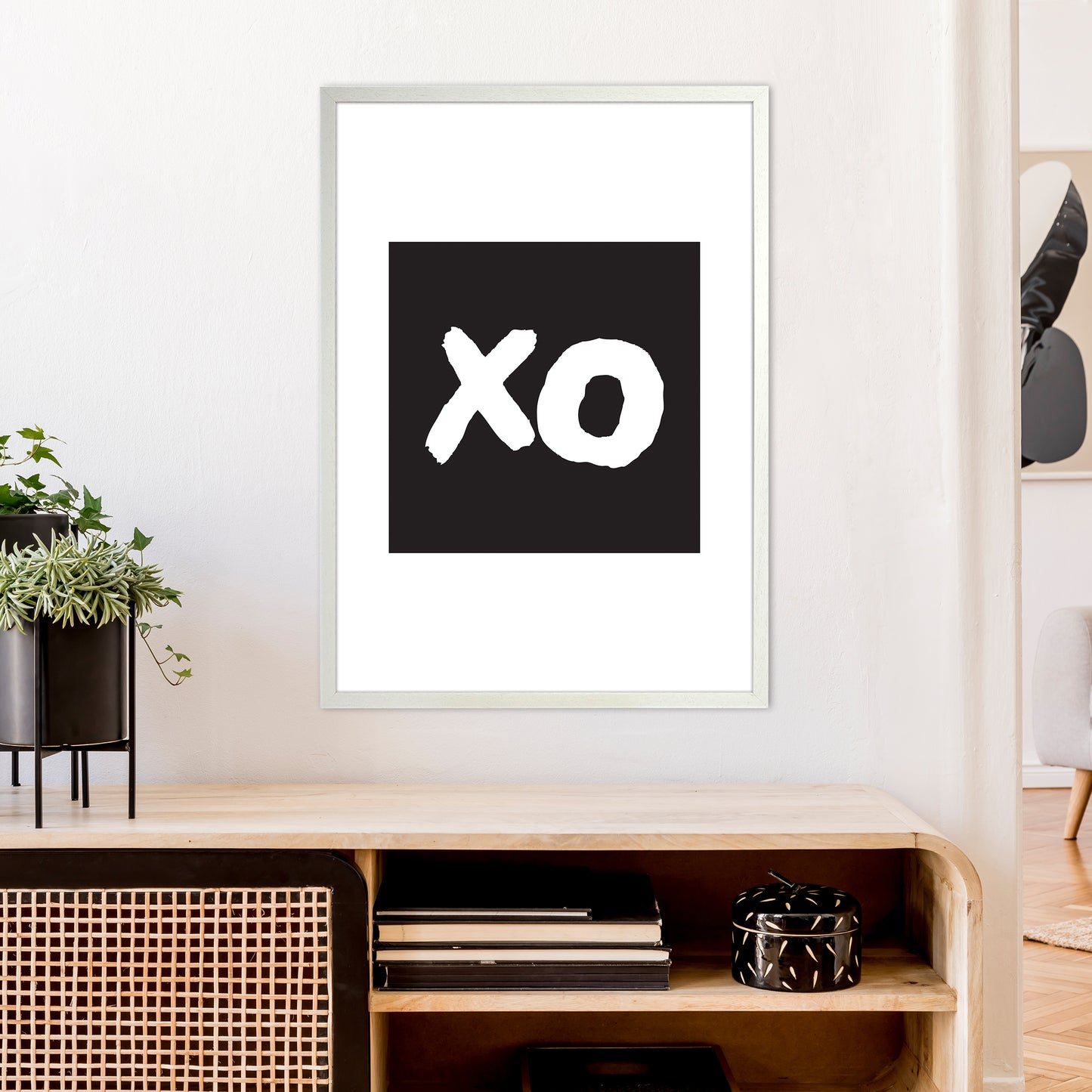Xo Black Box Art Print by Pixy Paper A1 Oak Frame