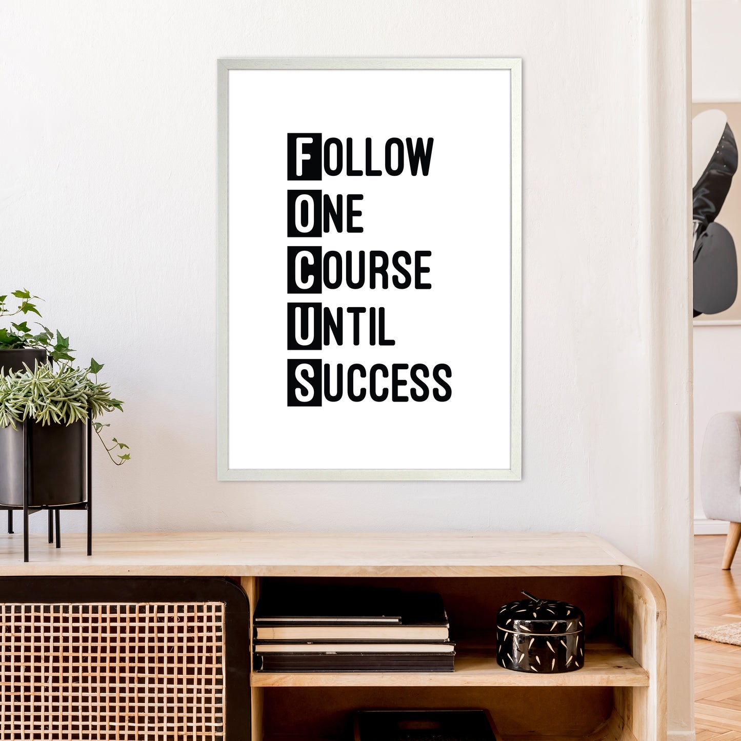 Focus Black Art Print by Pixy Paper A1 Oak Frame