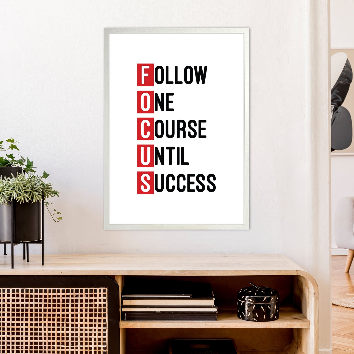 Focus Red Art Print by Pixy Paper A1 Oak Frame