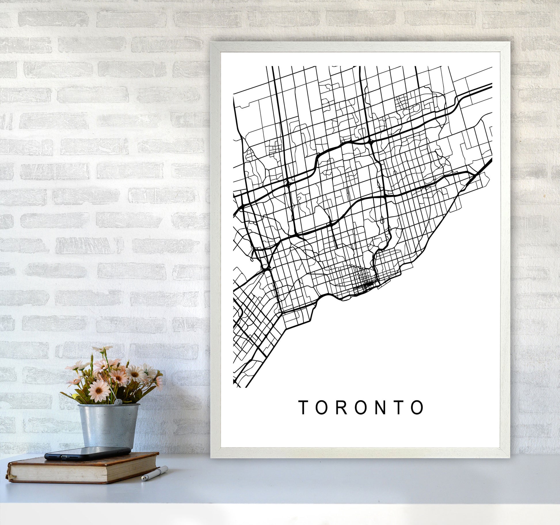 Toronto Map Art Print by Pixy Paper A1 Oak Frame
