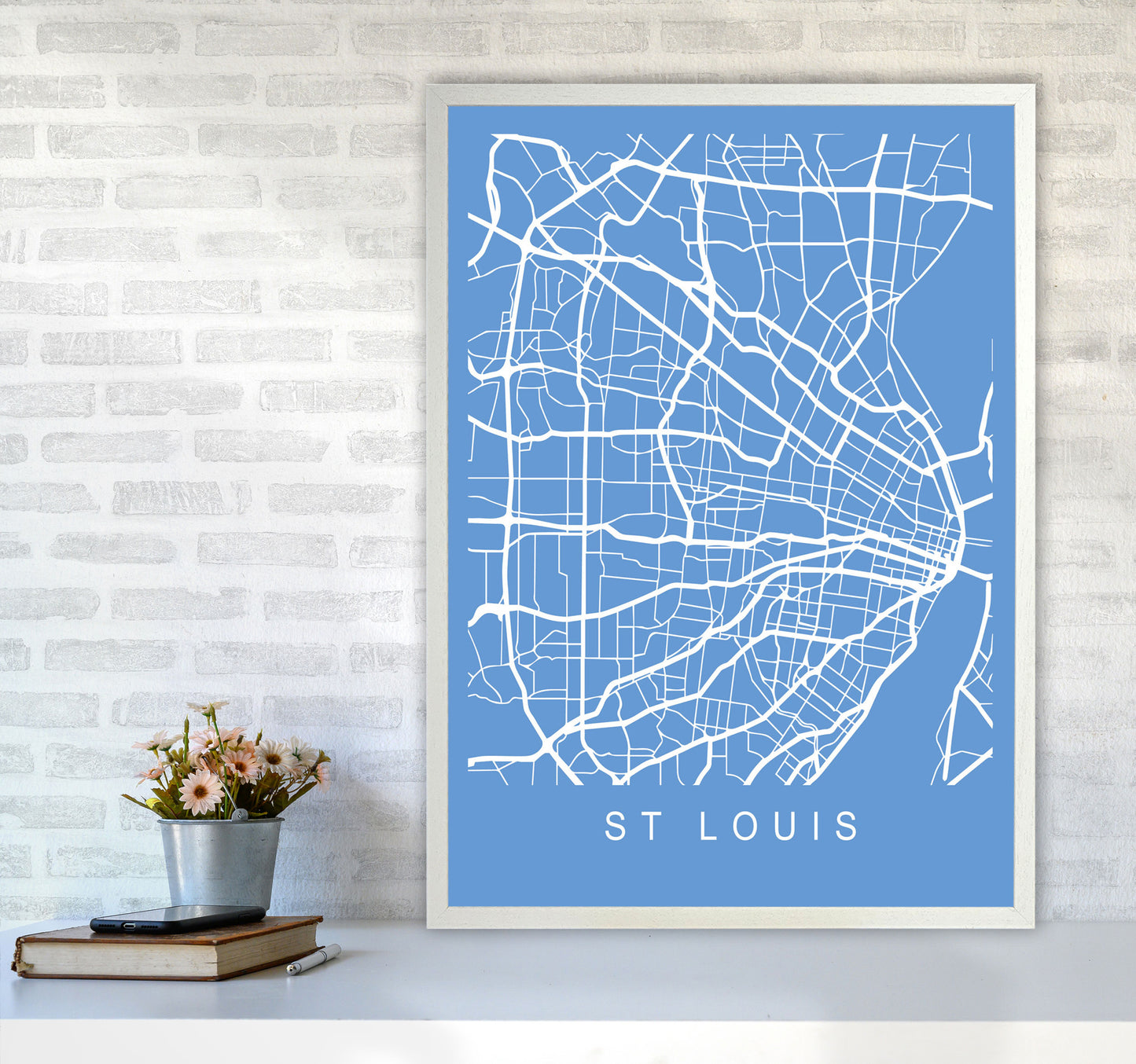 St Louis Map Blueprint Art Print by Pixy Paper A1 Oak Frame
