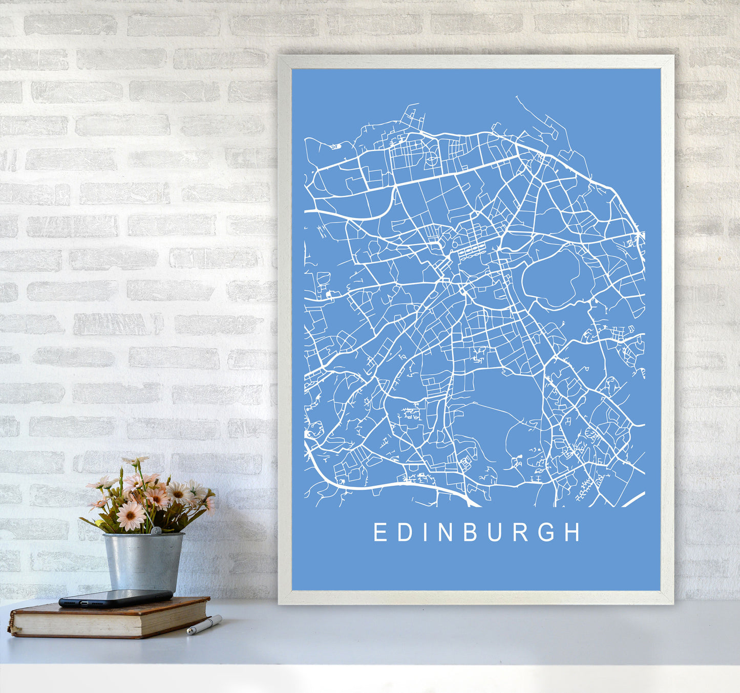 Edinburgh Map Blueprint Art Print by Pixy Paper A1 Oak Frame