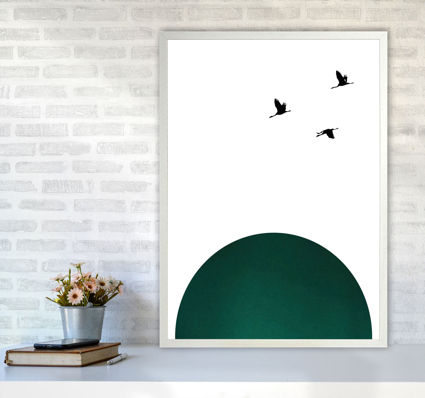 Rising sun emerald Art Print by Pixy Paper A1 Oak Frame
