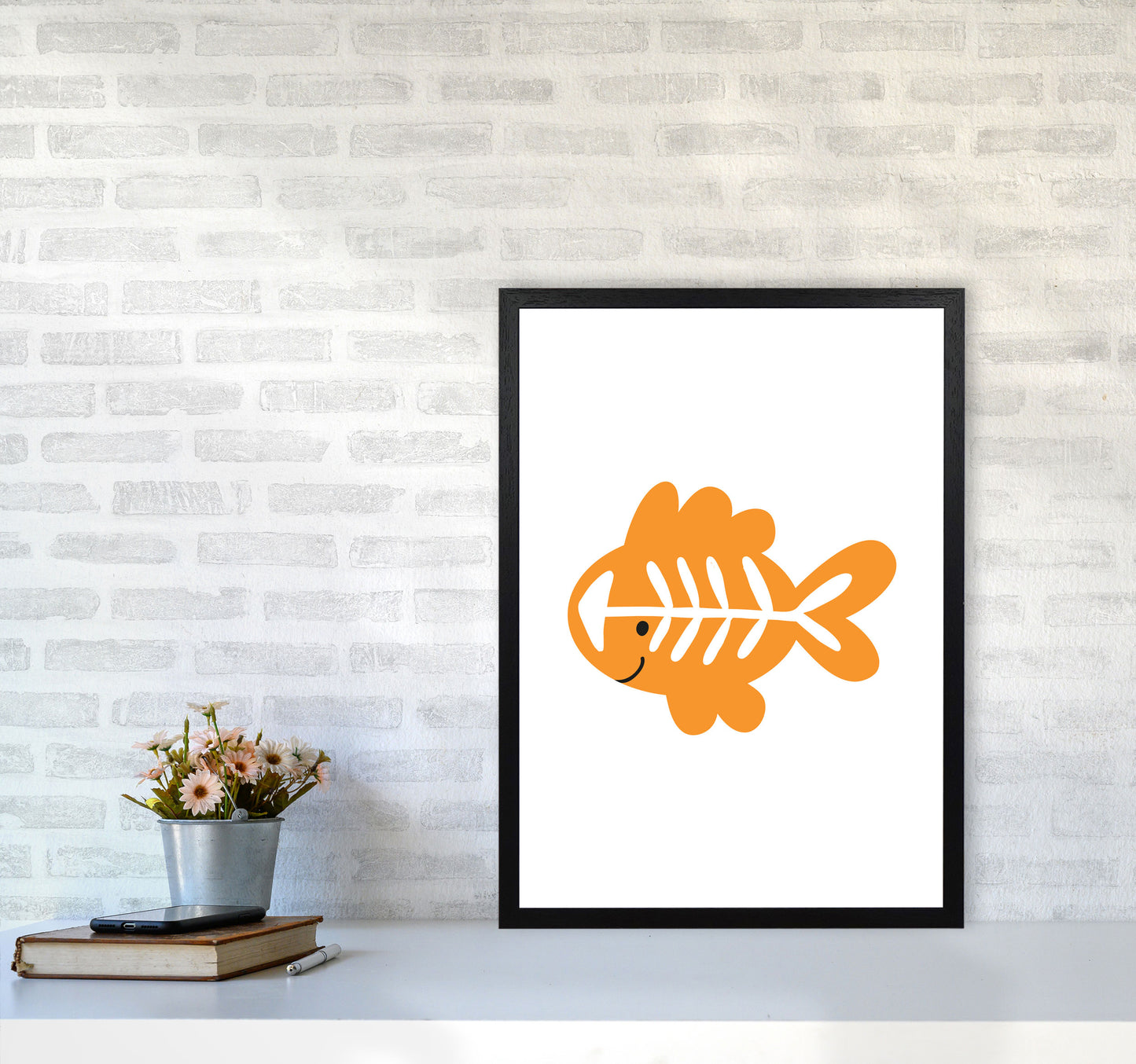Children's Animals, X-Ray Fish Modern Print A2 White Frame