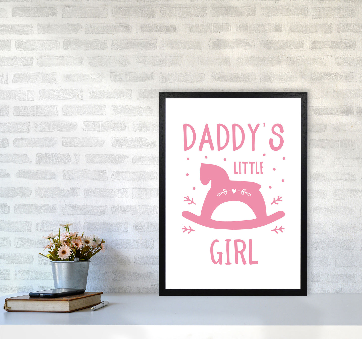 Daddy's Little Girl Framed Nursey Wall Art Print A2 White Frame