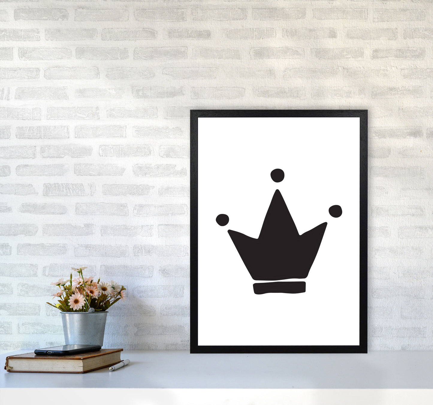 Black Crown Modern Print A2 White Frame