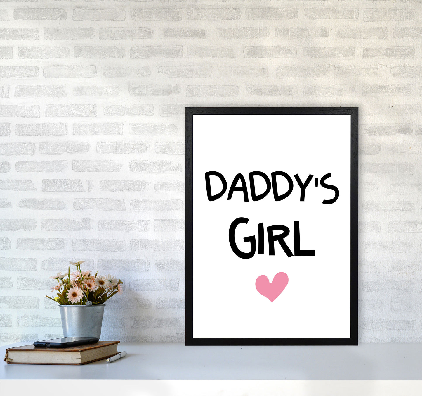 Daddy's Girl Pink Framed Nursey Wall Art Print A2 White Frame