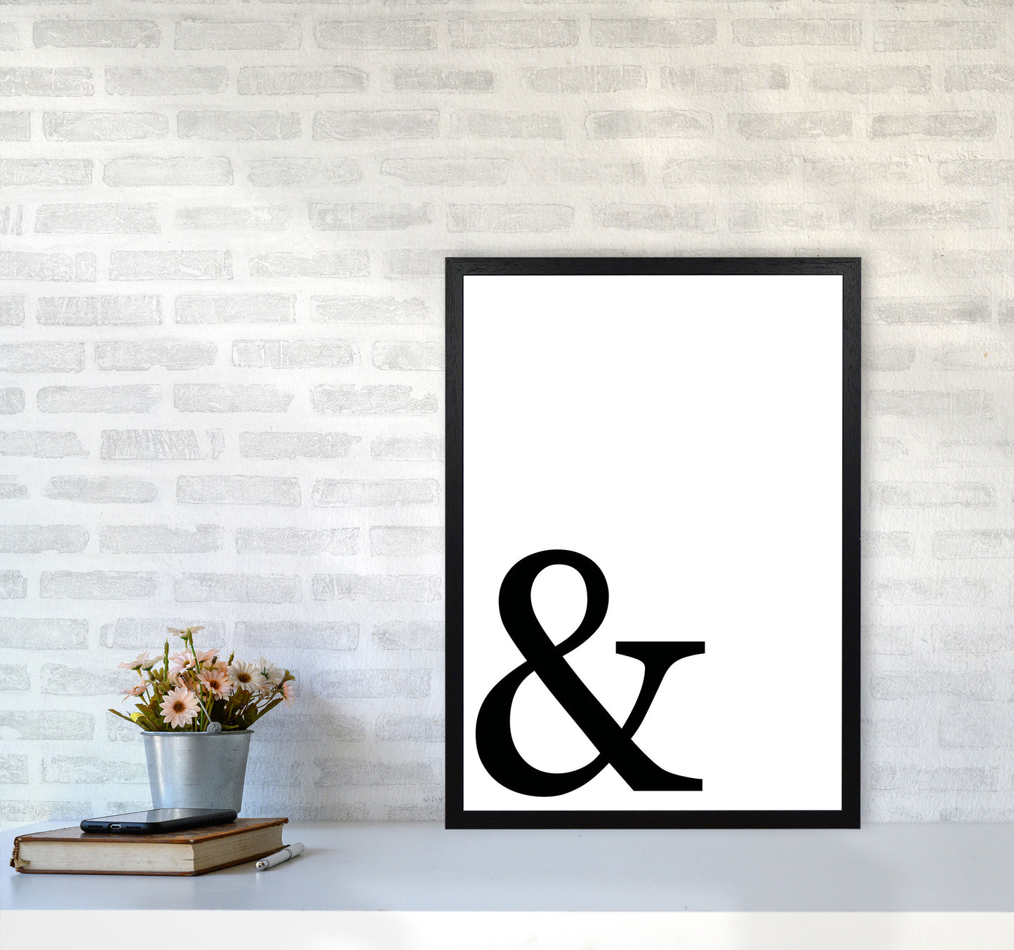 Ampersand Framed Typography Wall Art Print A2 White Frame