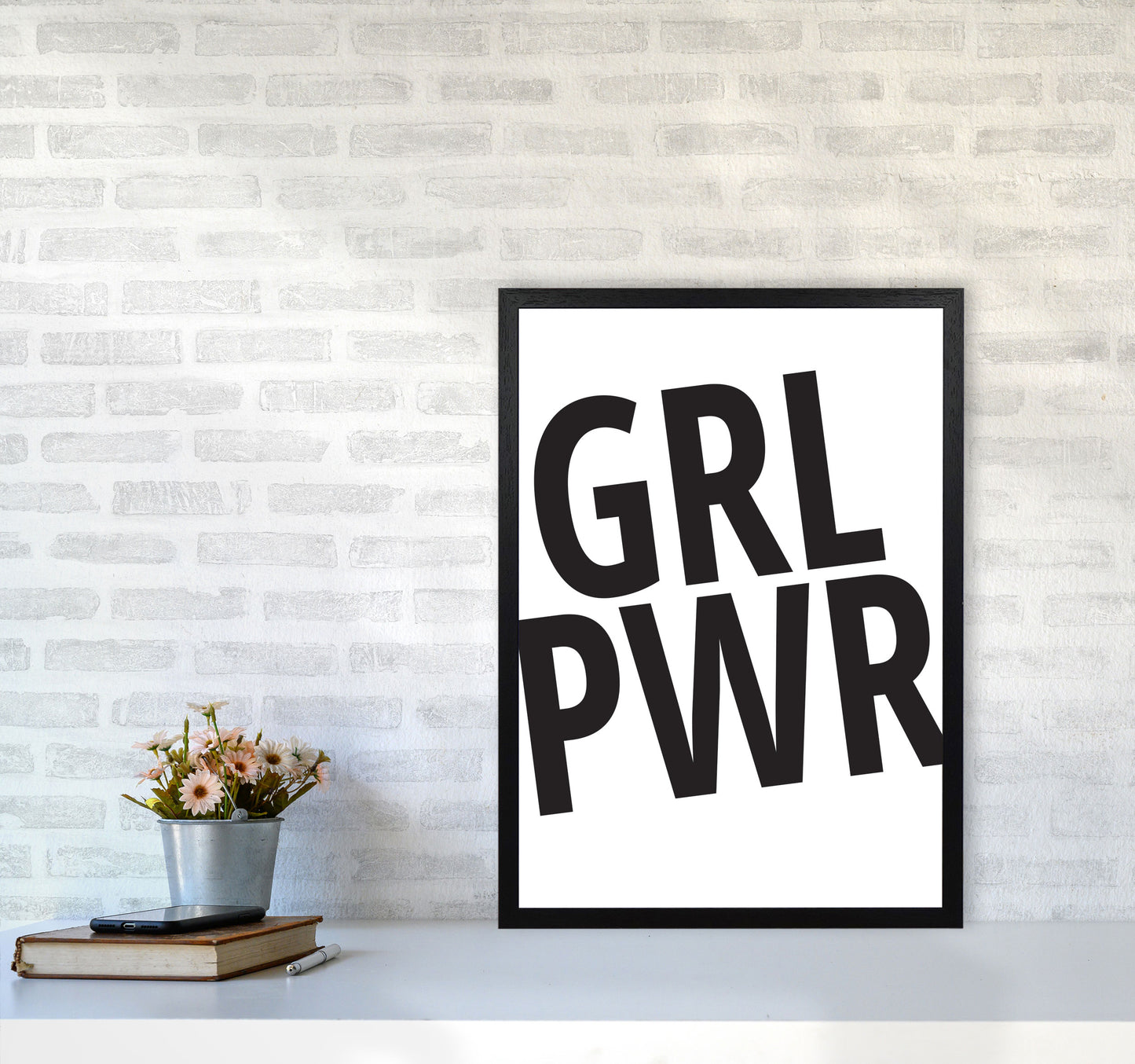 Girl Power Framed Typography Wall Art Print A2 White Frame