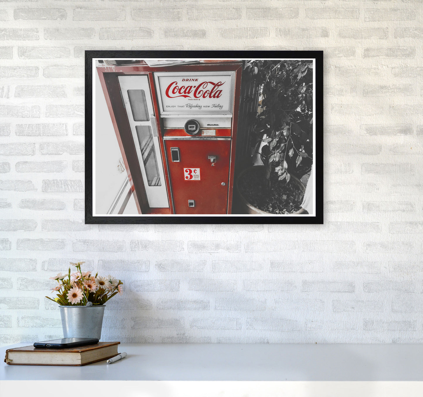 Coca Cola Vending Machine Modern Print A2 White Frame
