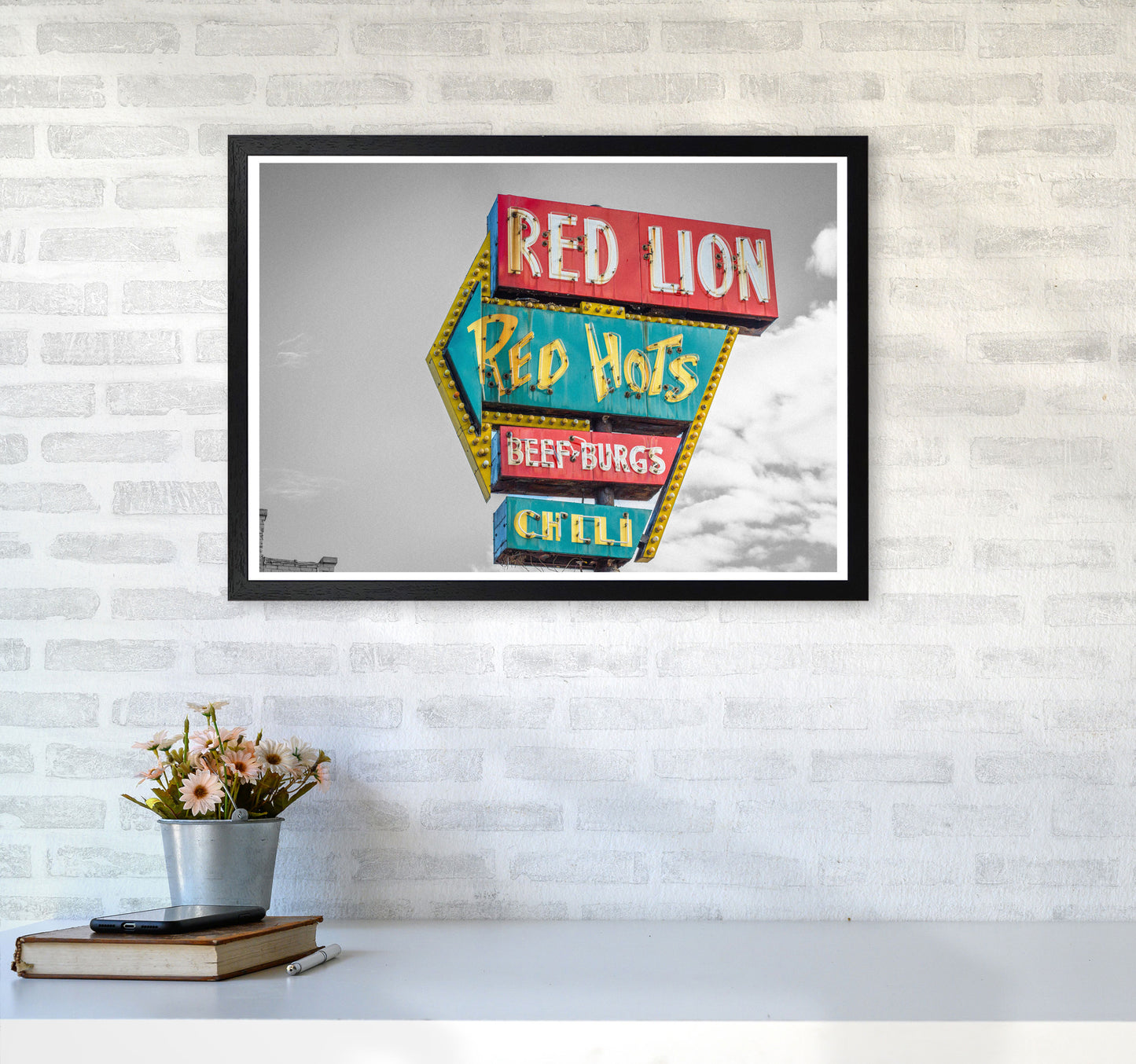 Vintage American Billboard Modern Print A2 White Frame