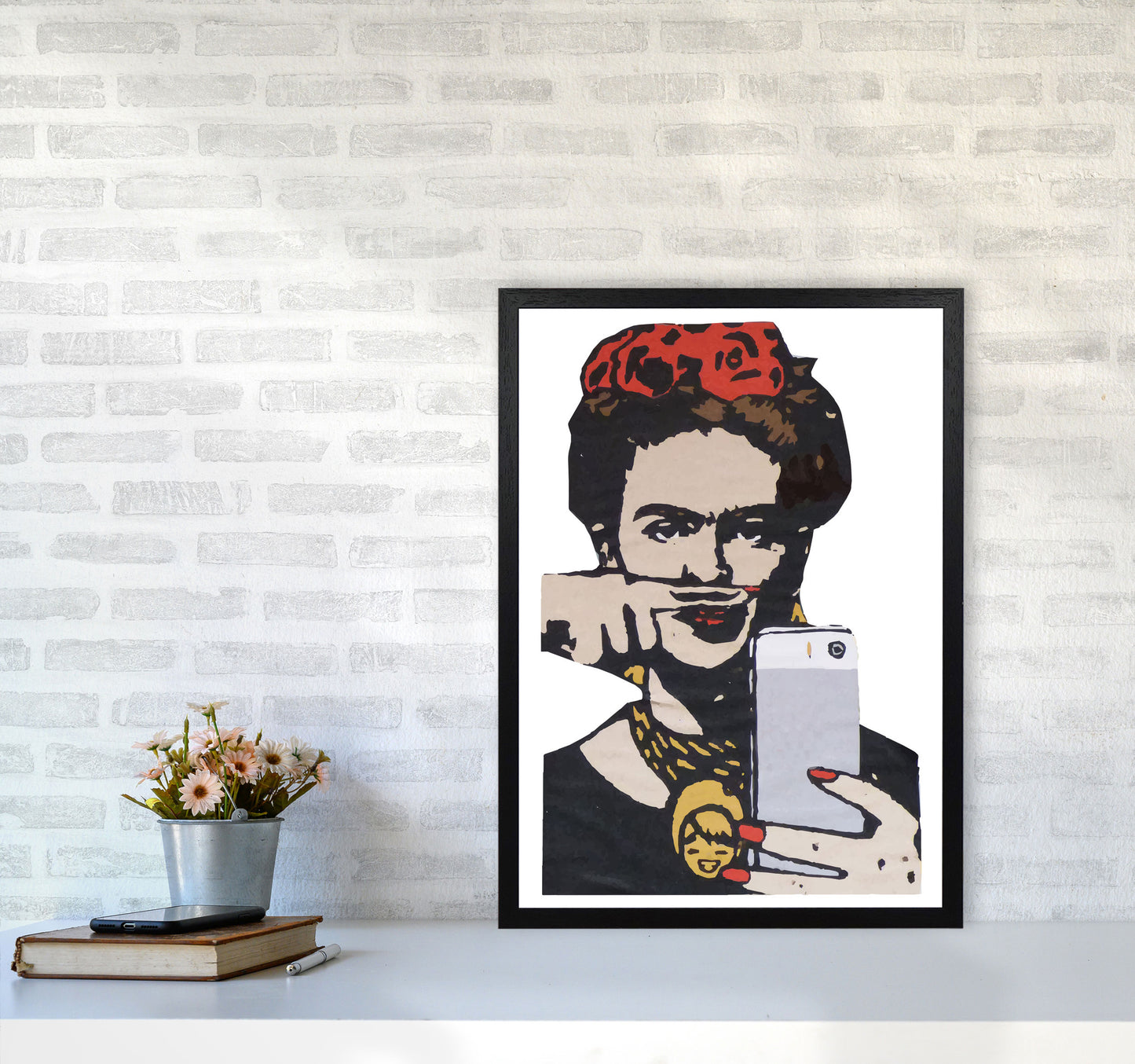 Urban Frida Kahlo Modern Print A2 White Frame