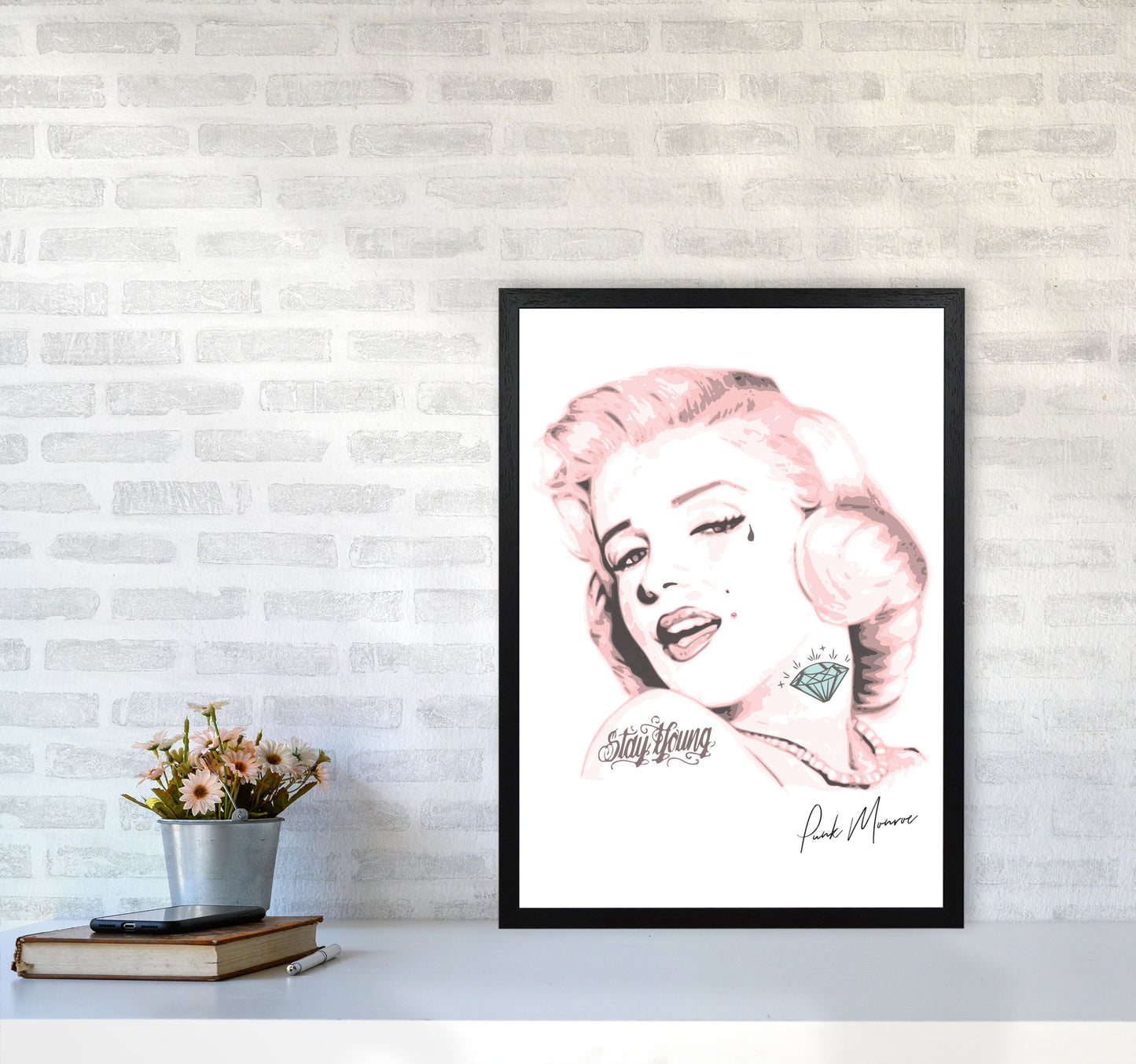 Pink Punk Monroe Modern Print A2 White Frame