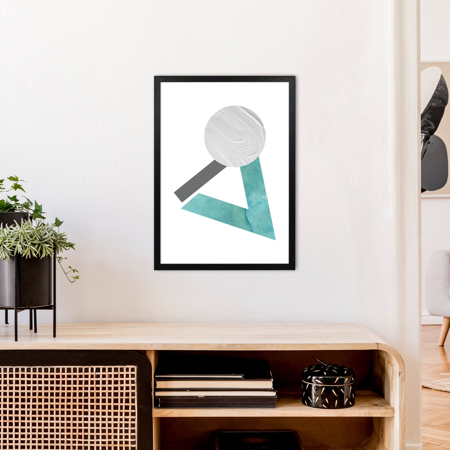 Marble Teal And Silver 3 Art Print by Pixy Paper A2 White Frame