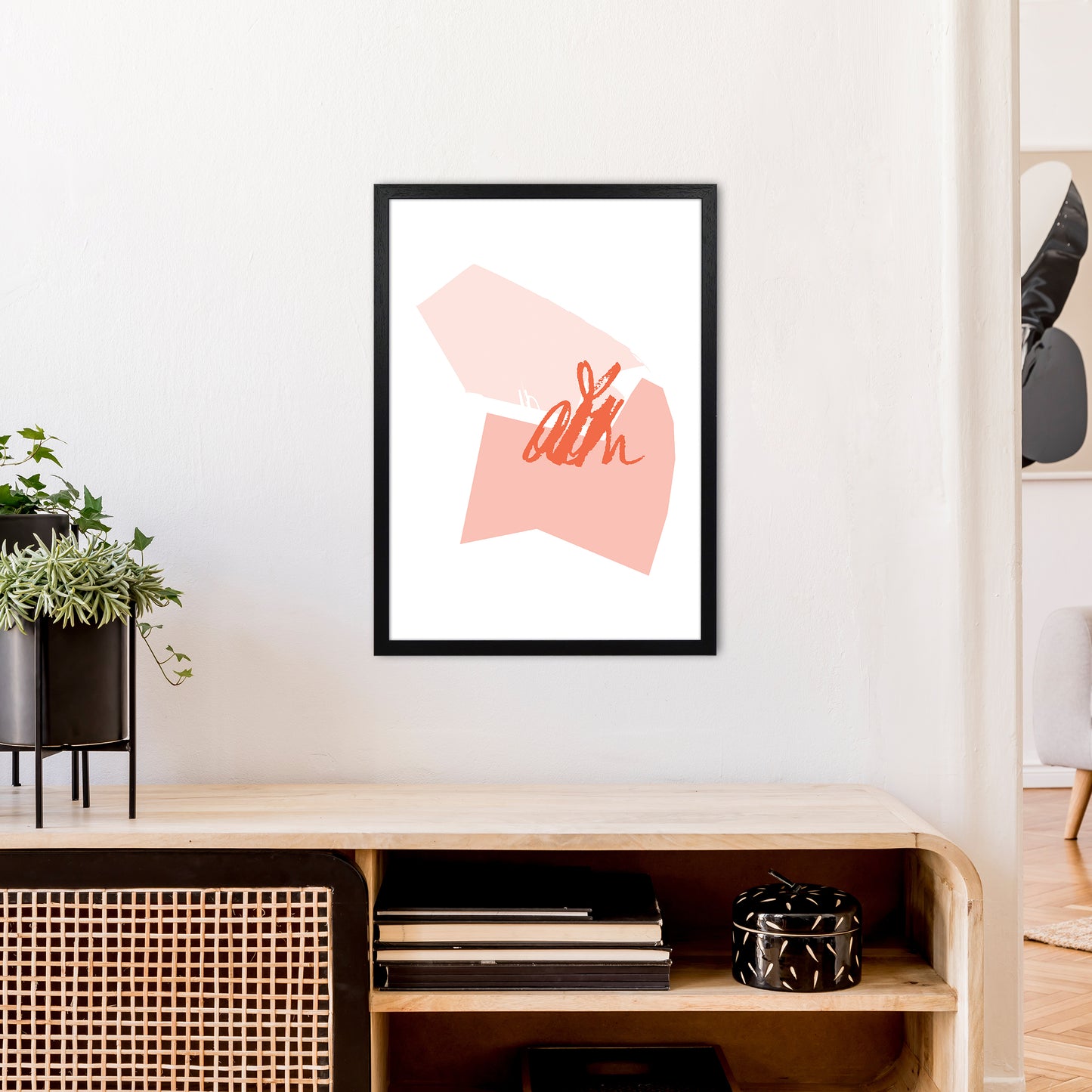 Pink And Coral Palette Shapes Art Print by Pixy Paper A2 White Frame