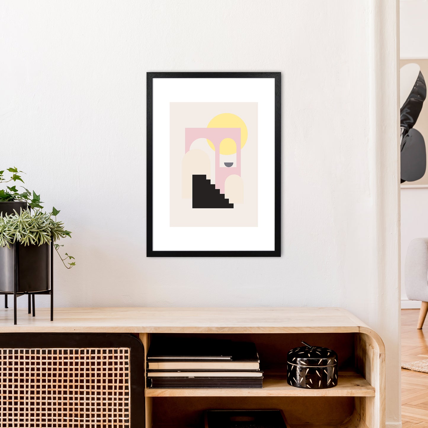 Mila Pink Stairs To Sun N6 Art Print by Pixy Paper A2 White Frame