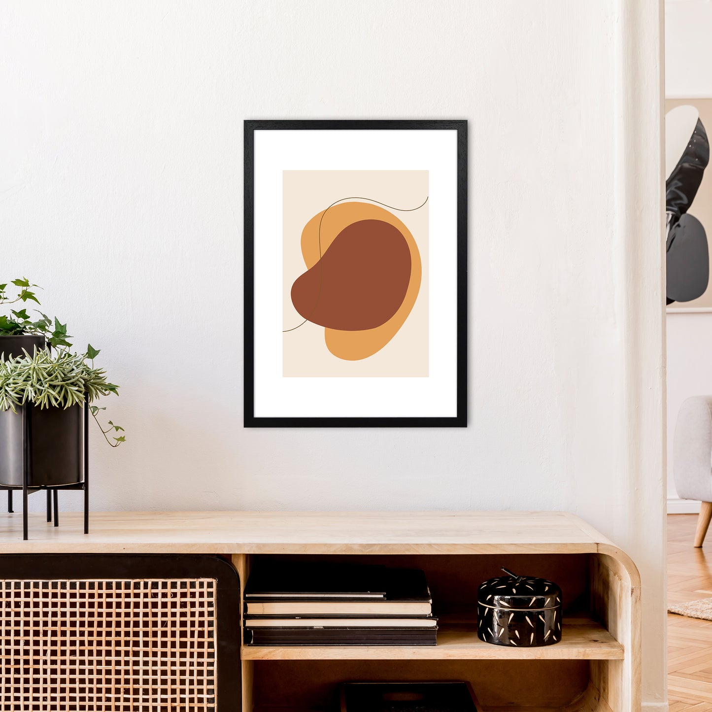 Mica Sand Abstract N29 Art Print by Pixy Paper A2 White Frame