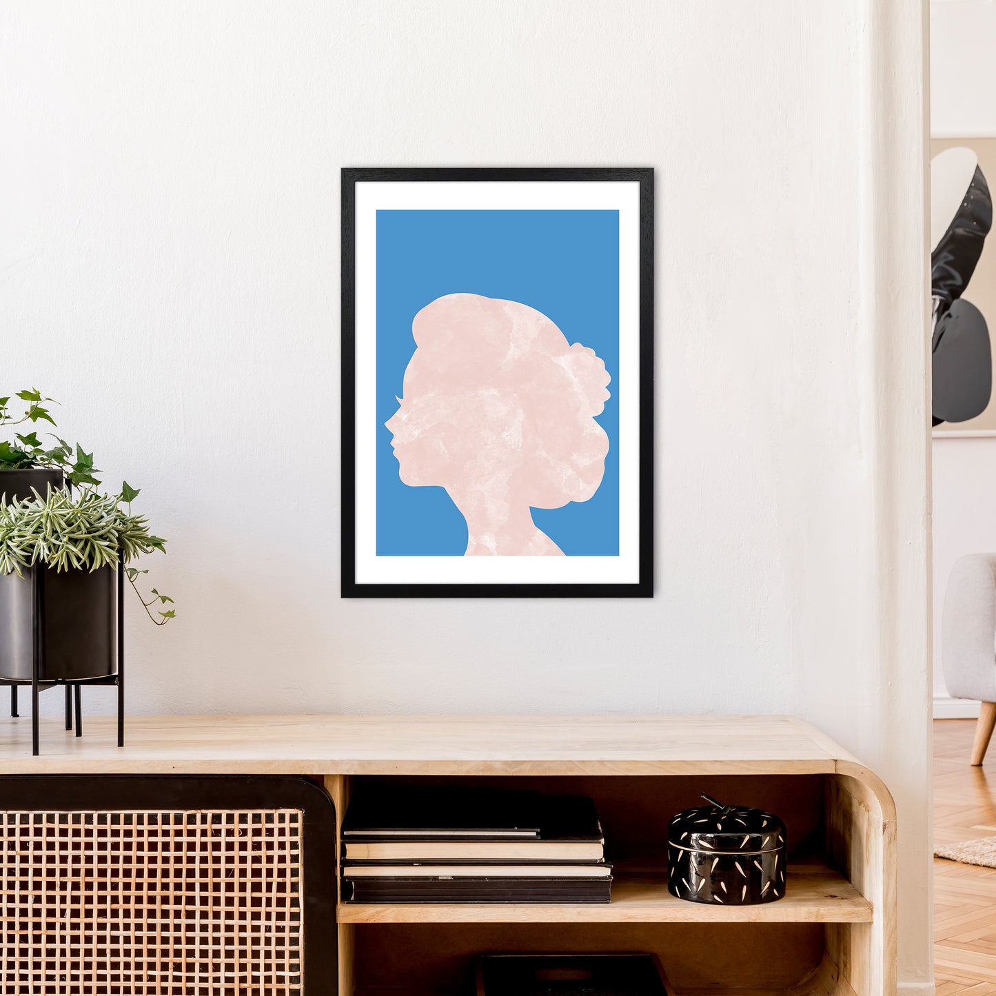 Marble Head Blue Art Print by Pixy Paper A2 White Frame