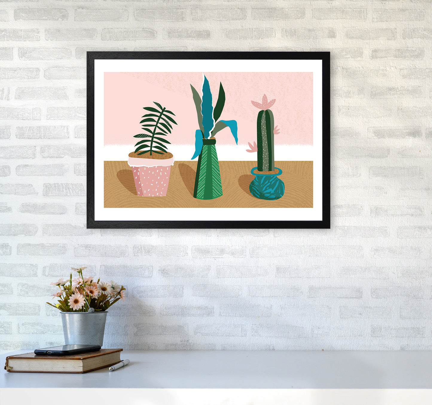 Plant Collection Jungle Abstract Art Print by Pixy Paper A2 White Frame
