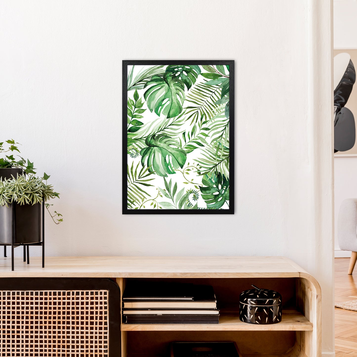 Full Page Leaves Exotic Art Print by Pixy Paper A2 White Frame