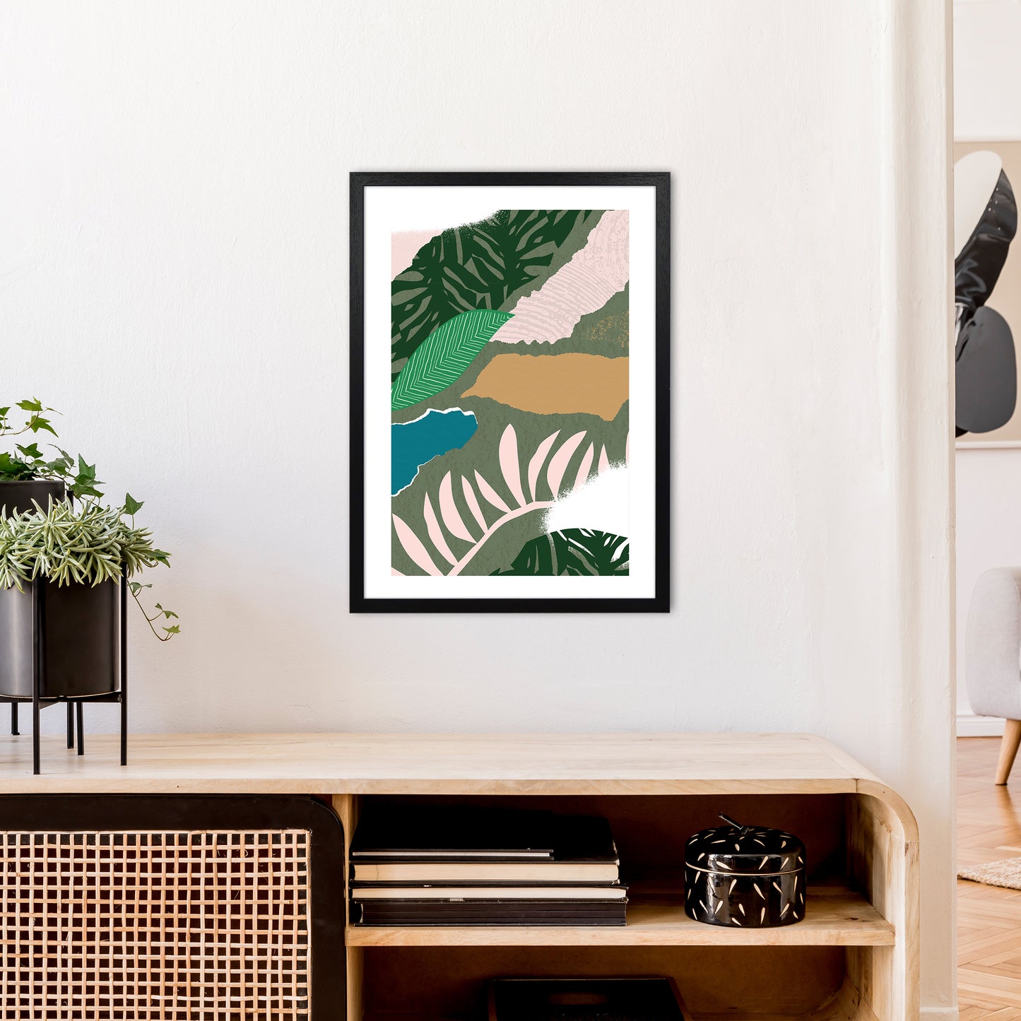 Mismatch Jungle Abstract Art Print by Pixy Paper A2 White Frame