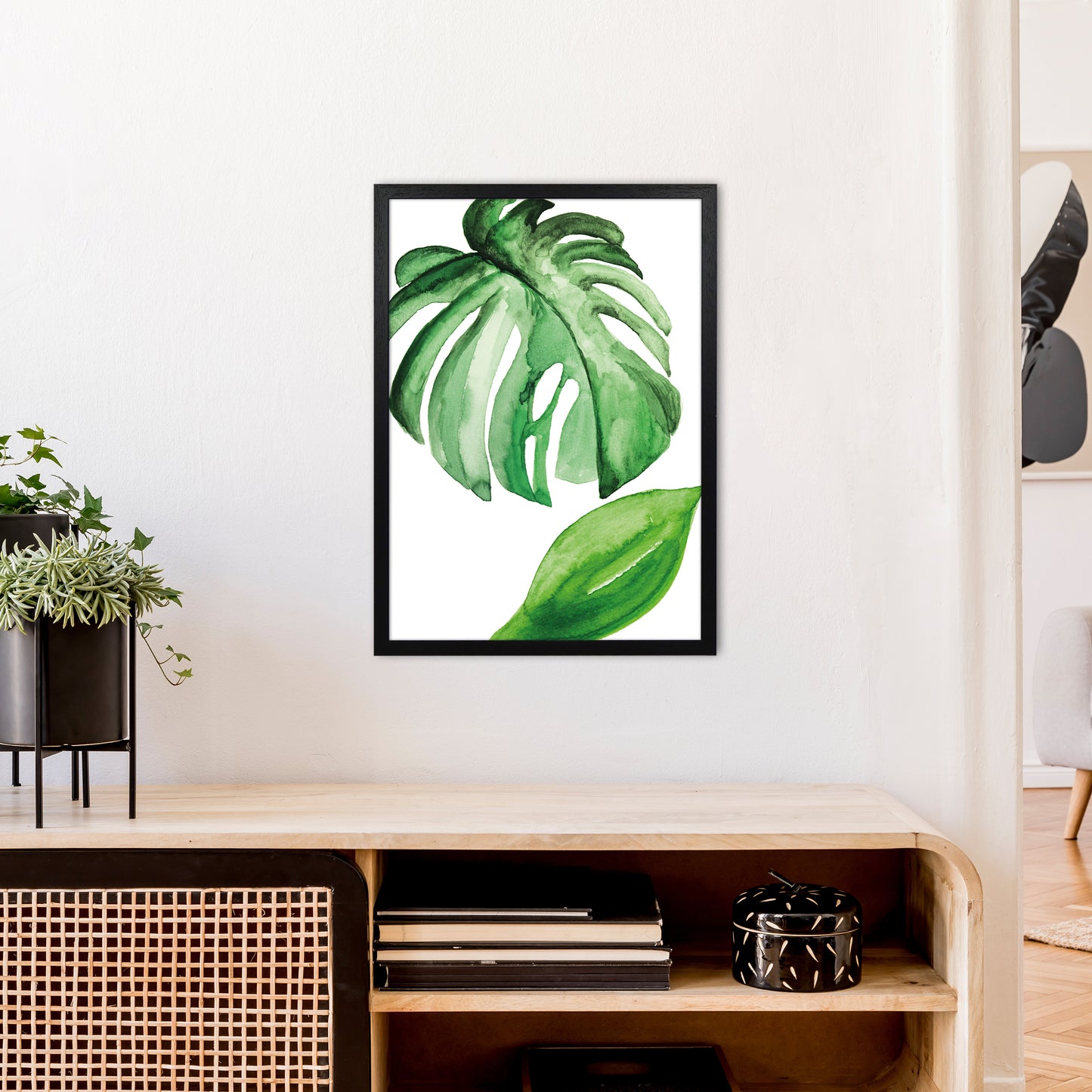 Large Leaf Exotic Art Print by Pixy Paper A2 White Frame