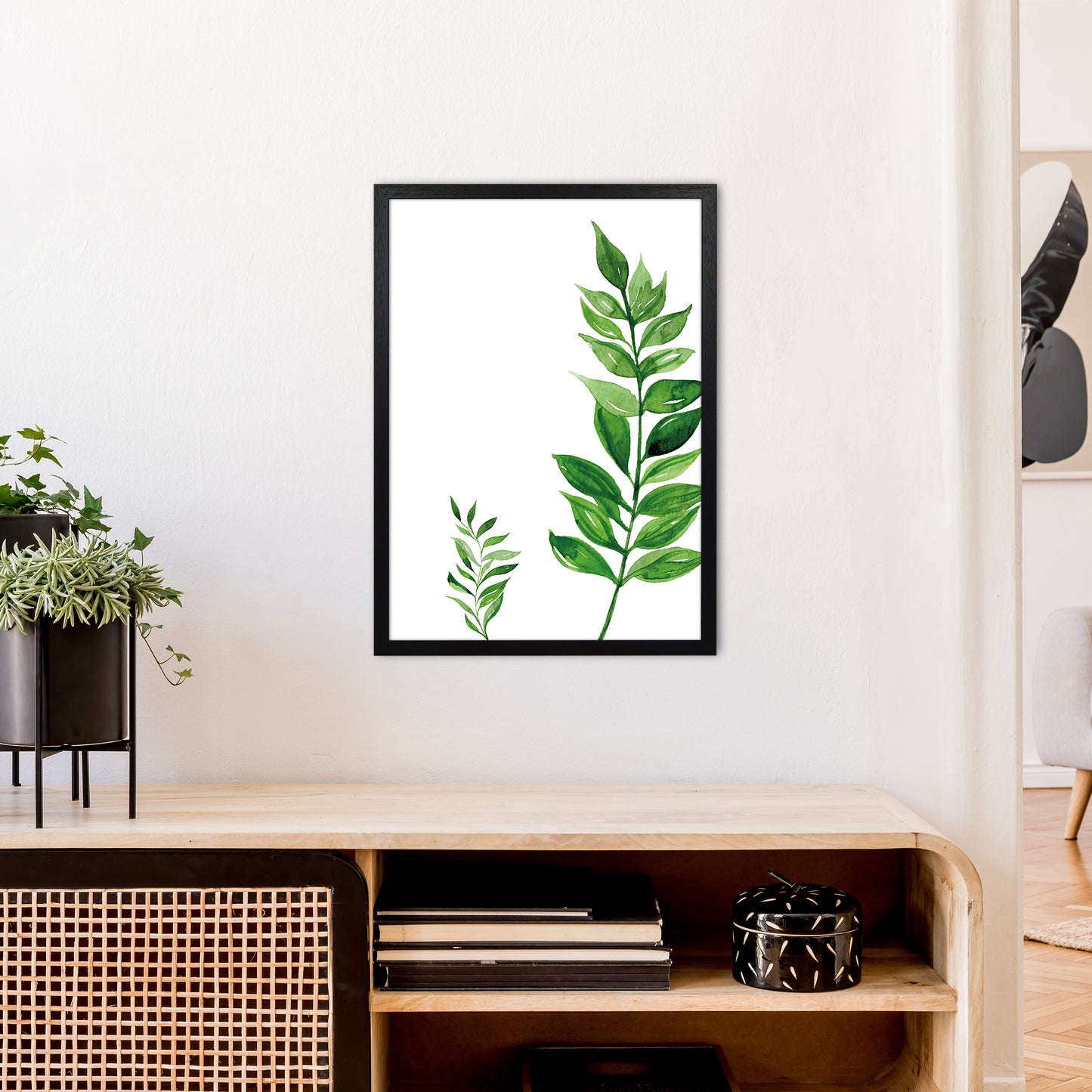 Side Leaf Exotic Art Print by Pixy Paper A2 White Frame