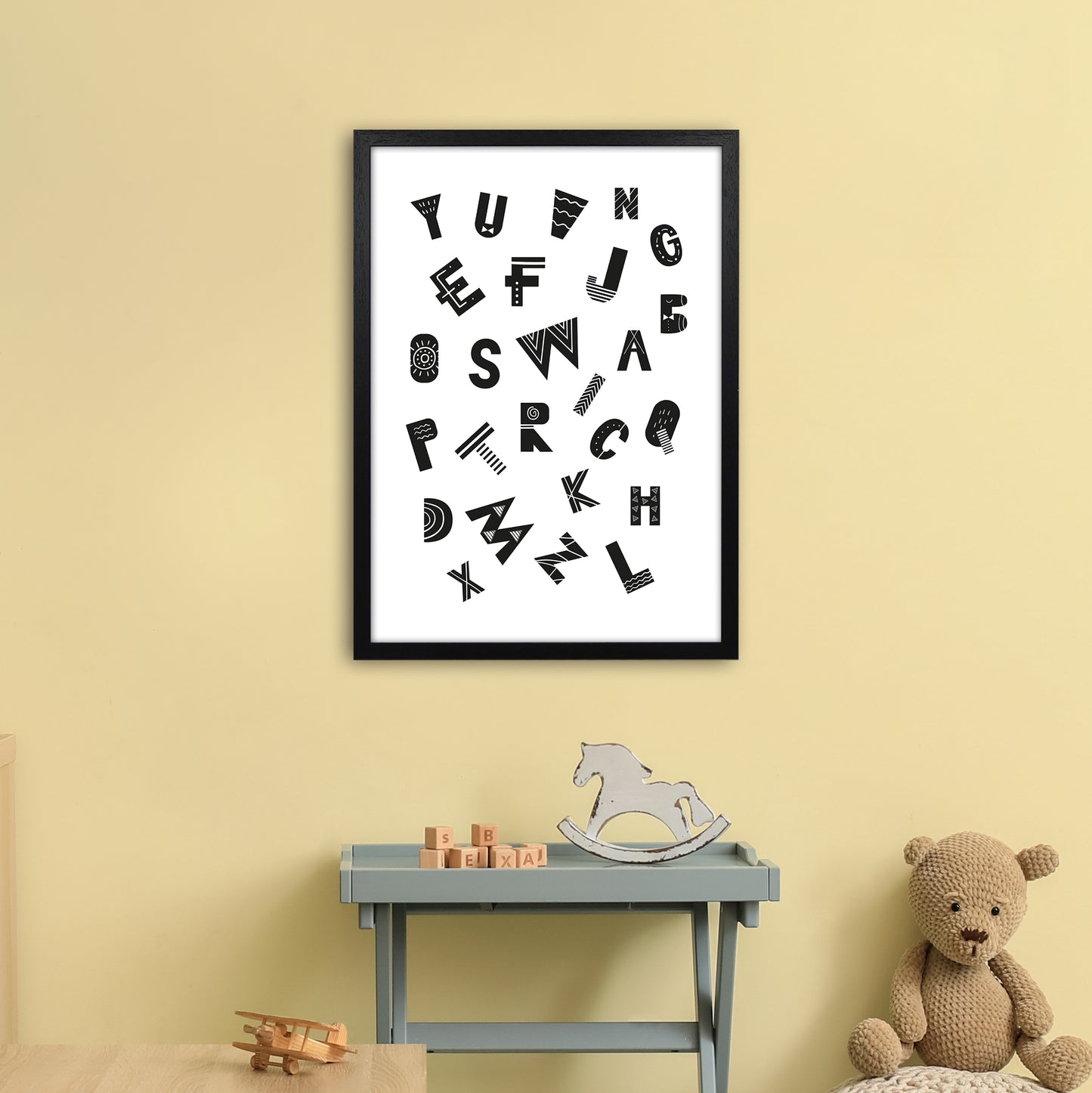 Jumbled Alphabet Art Print by Pixy Paper A2 White Frame