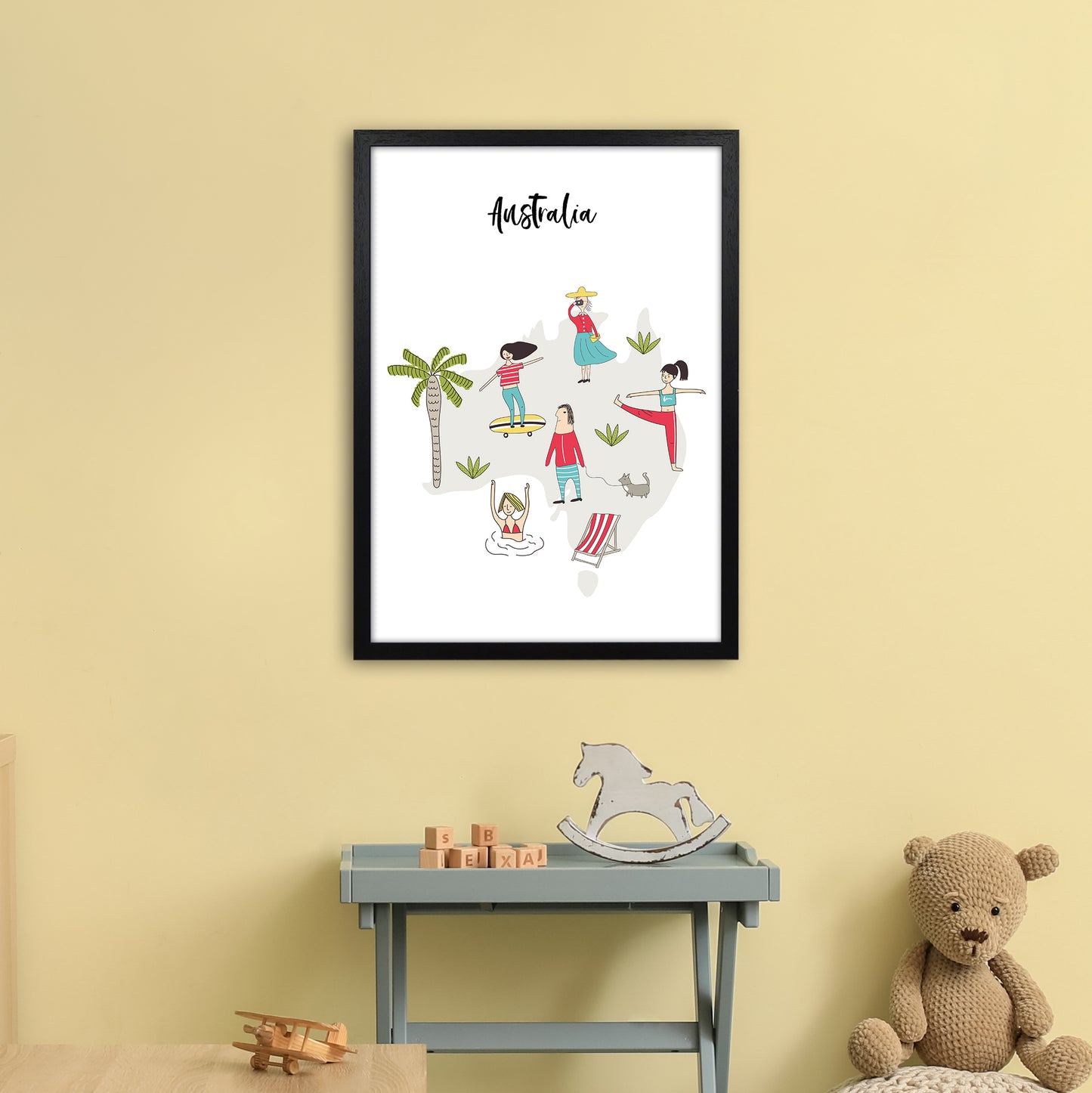 Australia Map Art Print by Pixy Paper A2 White Frame