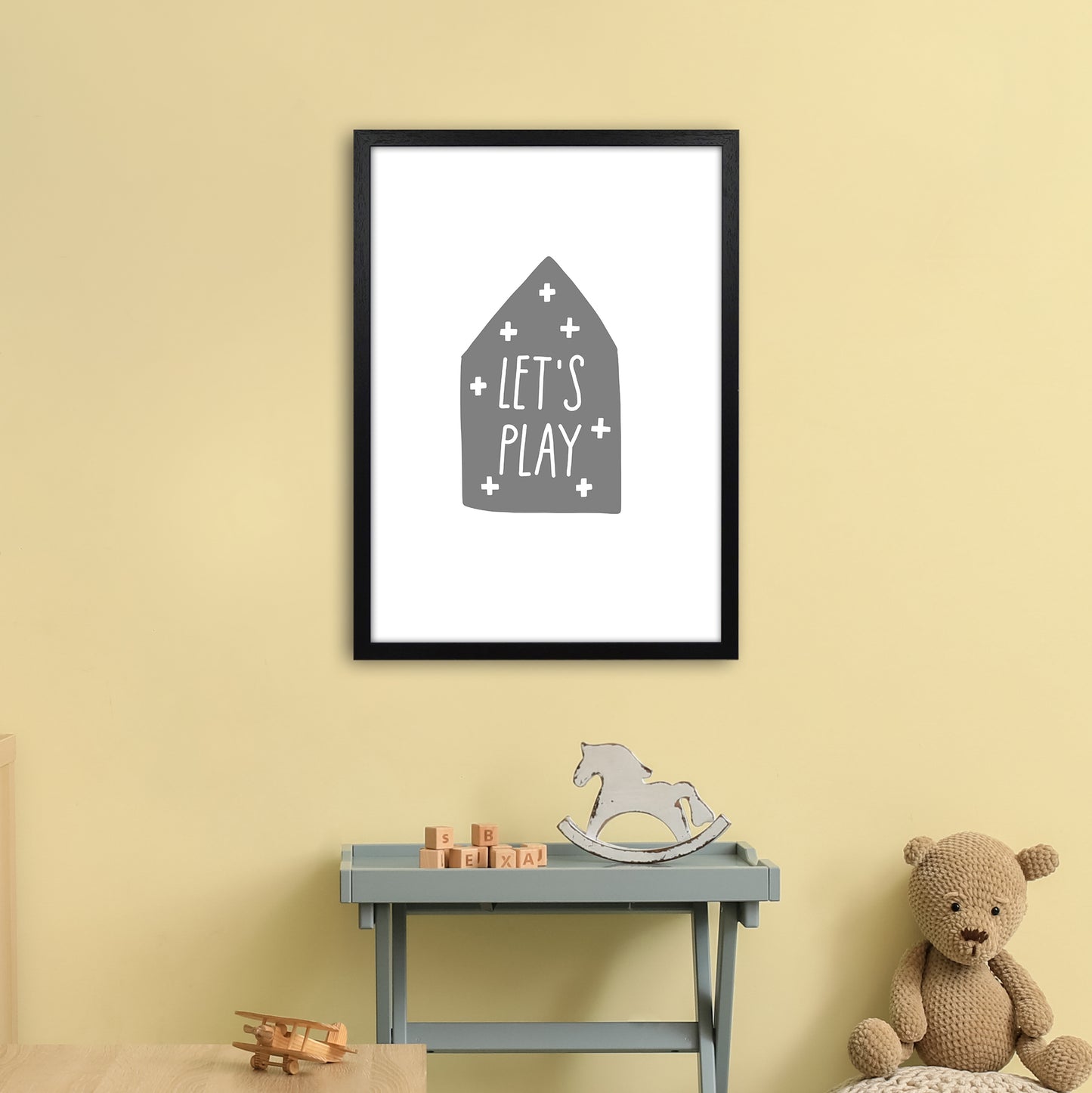 Let'S Play House Grey Super Scandi Art Print by Pixy Paper A2 White Frame