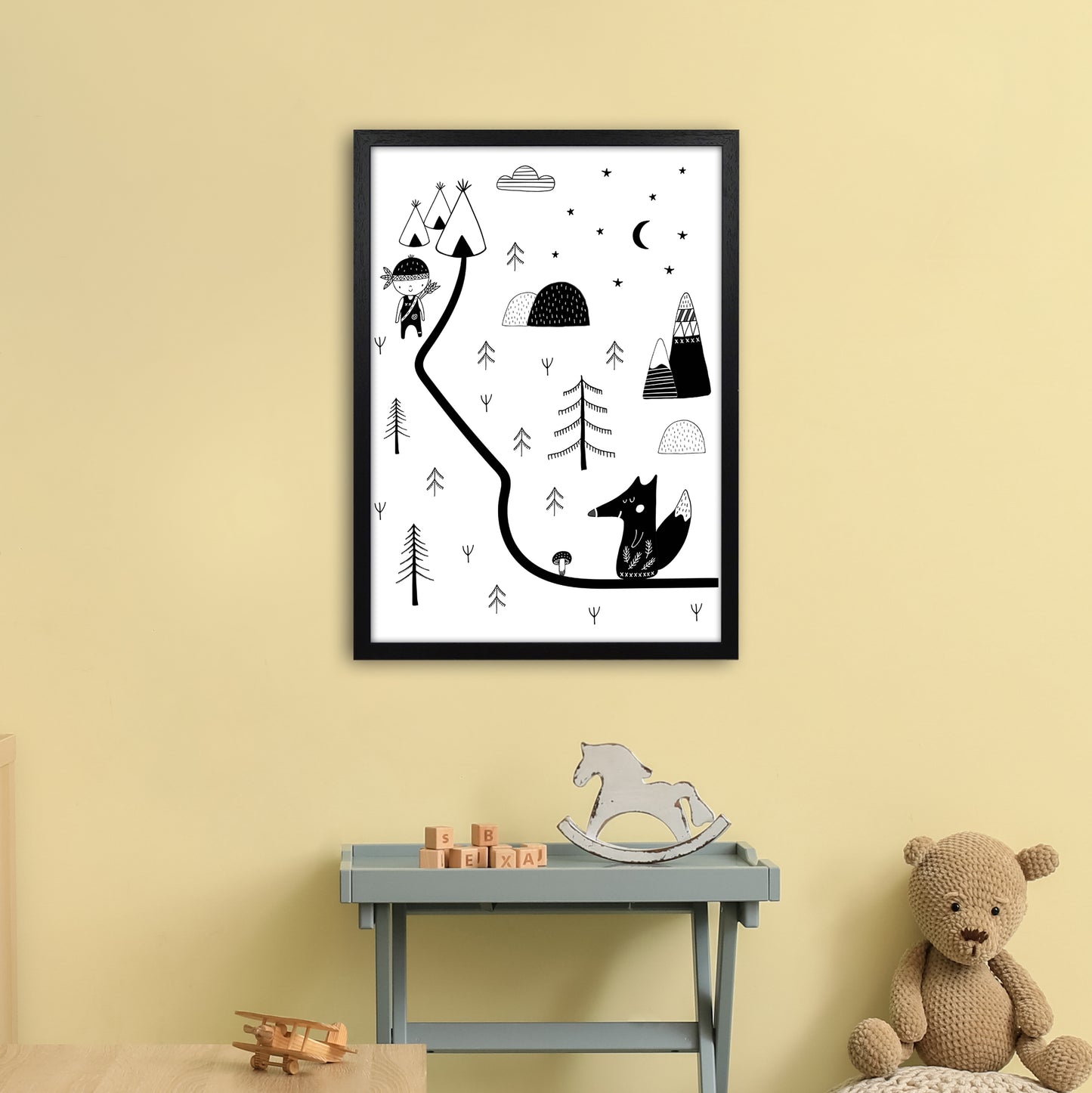 Little Explorer Winding Road Art Print by Pixy Paper A2 White Frame