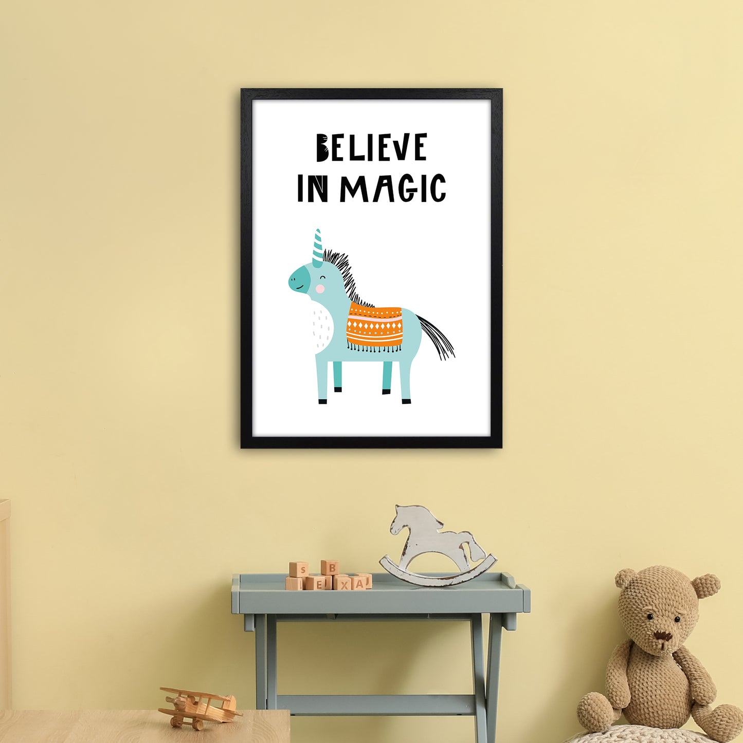 Believe In Magic Animal Pop Art Print by Pixy Paper A2 White Frame