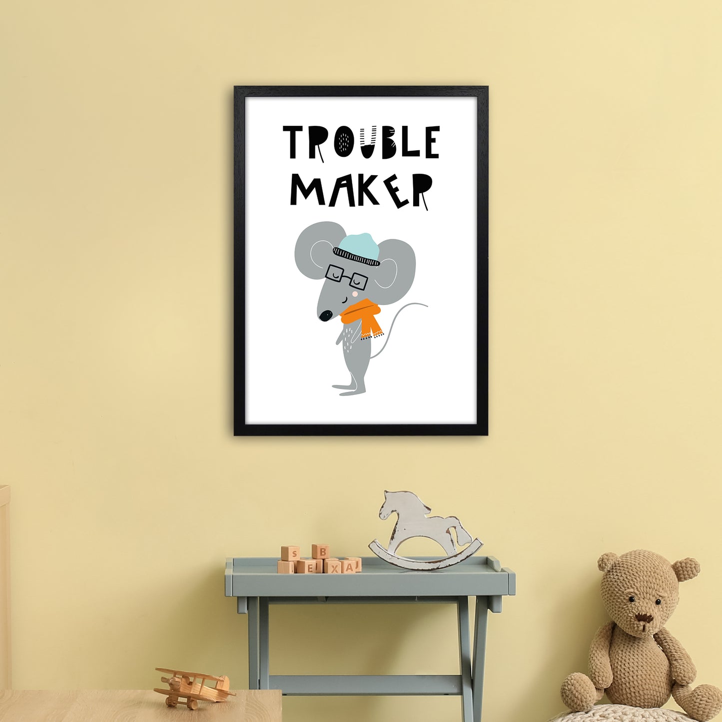 Trouble Maker Animal Pop Art Print by Pixy Paper A2 White Frame