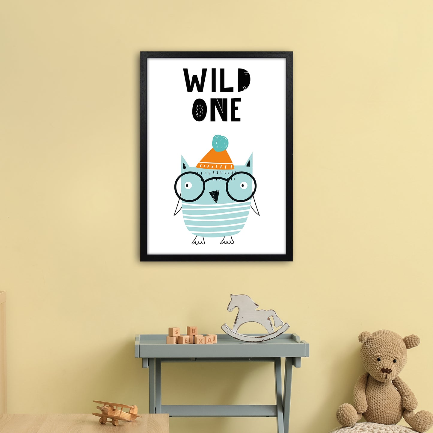 Wild One Owl Animal Pop Art Print by Pixy Paper A2 White Frame
