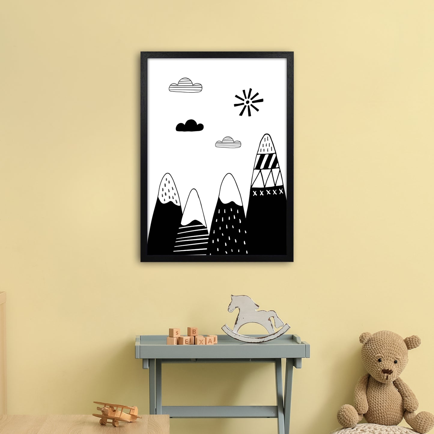 Scandinavian Mountains Art Print by Pixy Paper A2 White Frame