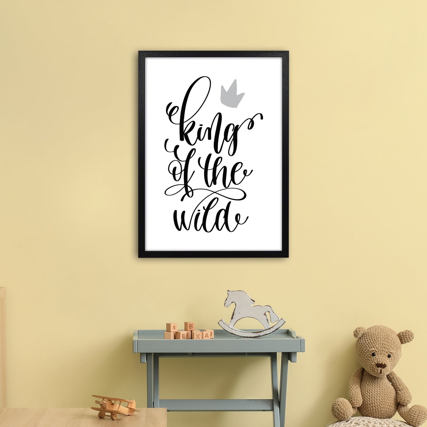 King Of The Wild Black Art Print by Pixy Paper A2 White Frame