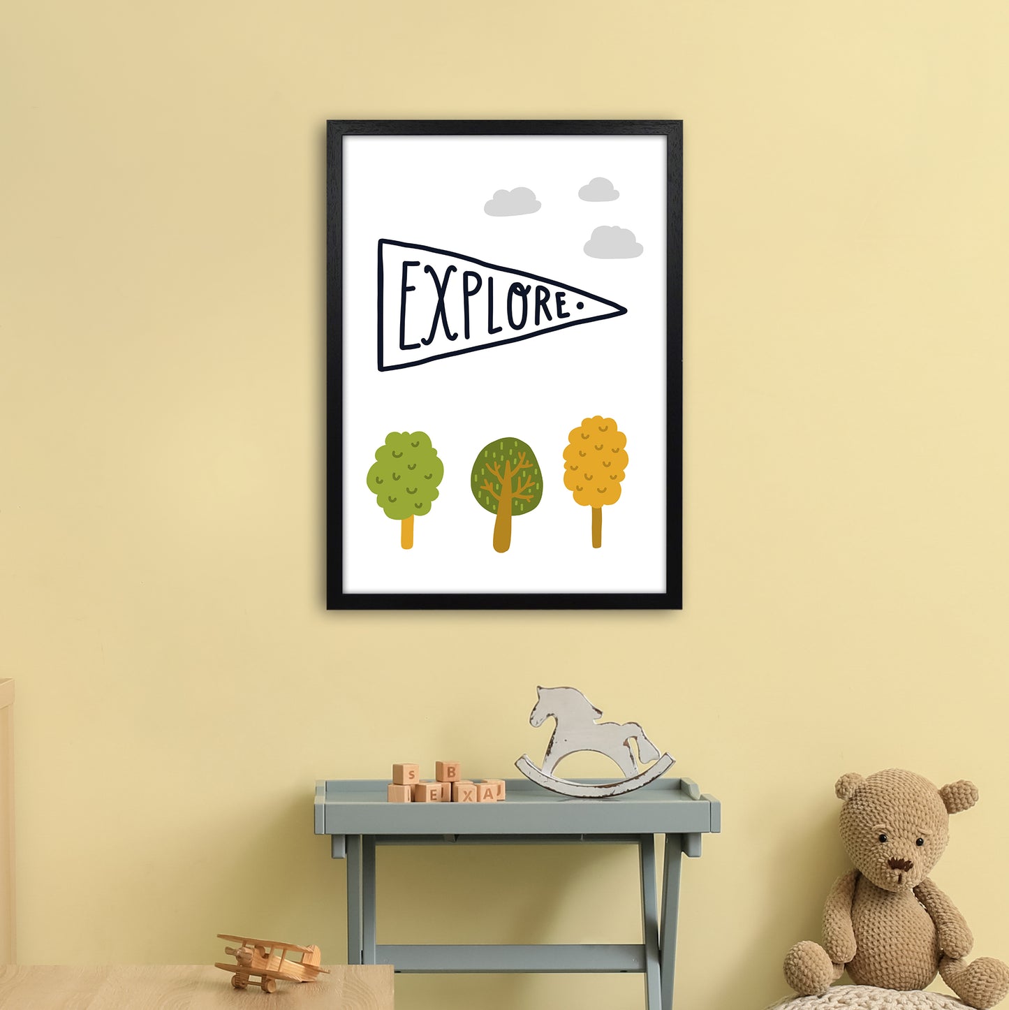 Little Explorer Sign Art Print by Pixy Paper A2 White Frame