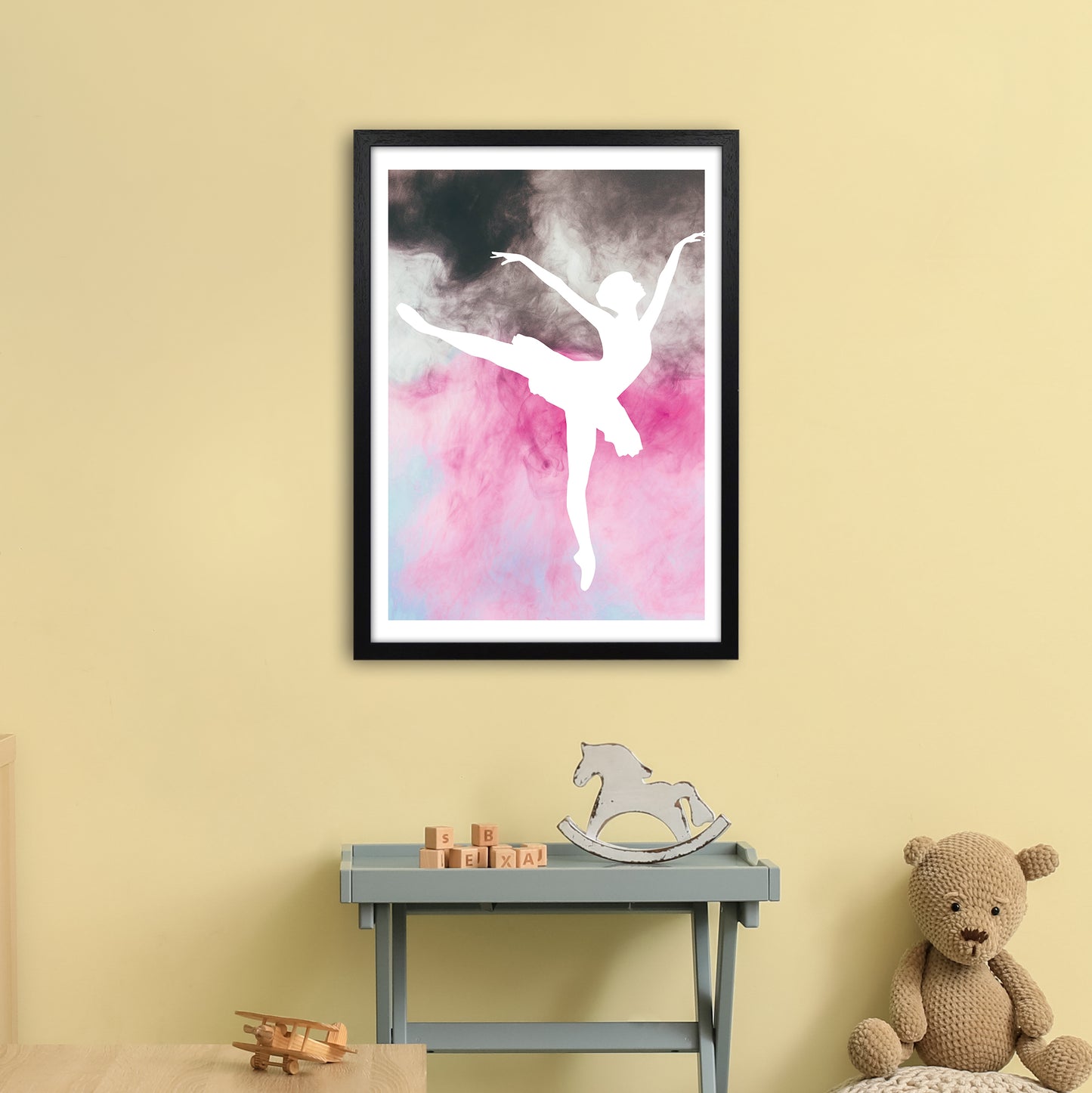 Ballerina Watercolour Art Print by Pixy Paper A2 White Frame