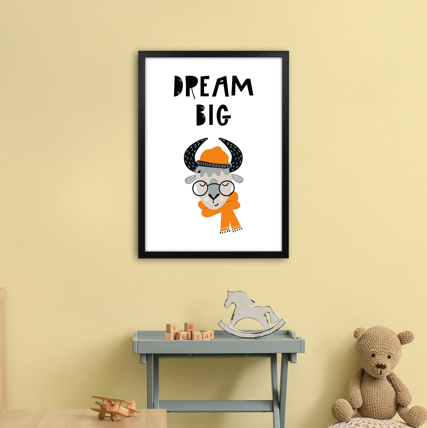 Dream Big Animal Pop Art Print by Pixy Paper A2 White Frame