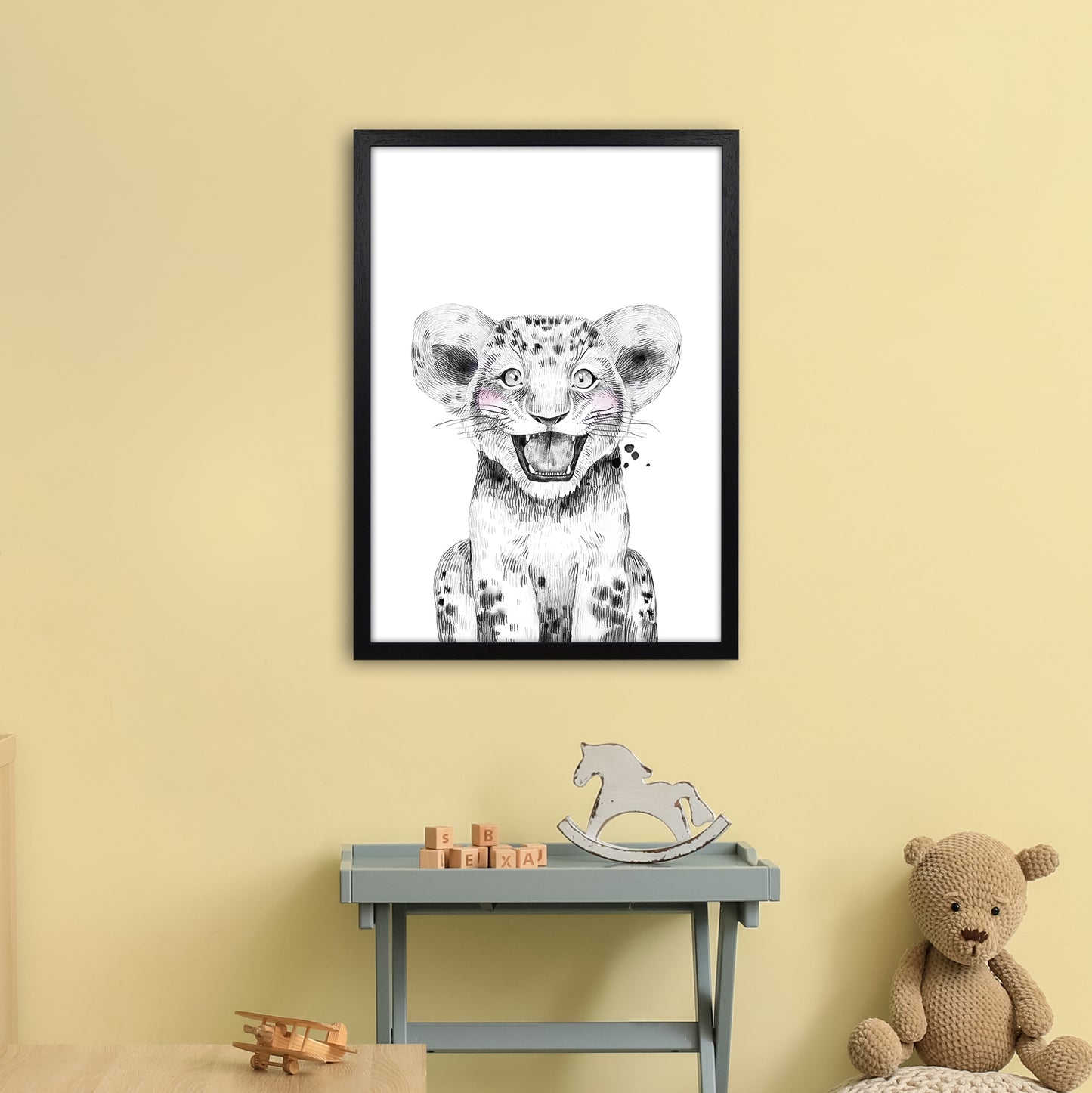 Safari Babies Tiger Art Print by Pixy Paper A2 White Frame