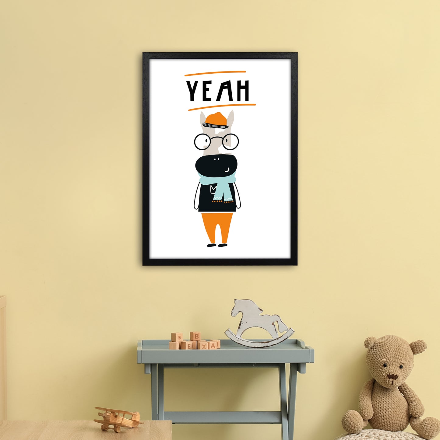 Yeah Animal Pop Art Print by Pixy Paper A2 White Frame