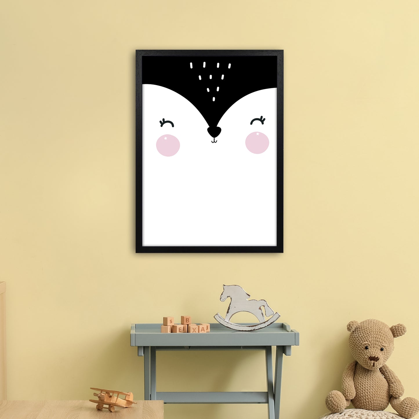 Penguin Face Art Print by Pixy Paper A2 White Frame